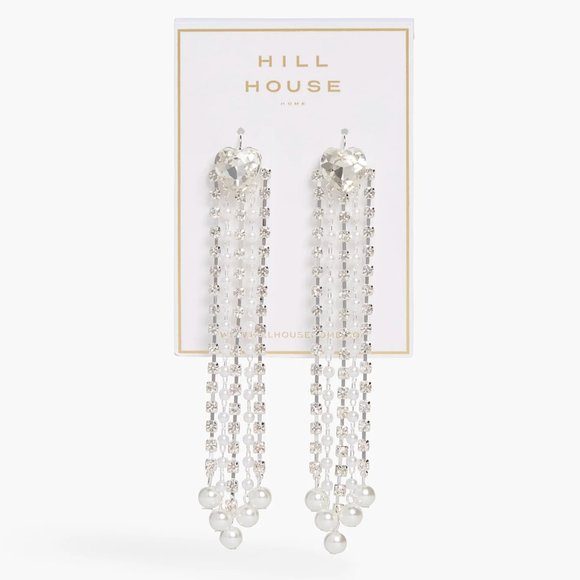 Hill House Home Crystal Hearts Pearl Tassels Earrings